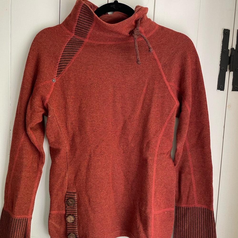 Prana Rust Cowl Neck Sweater with Raglan Sleeves